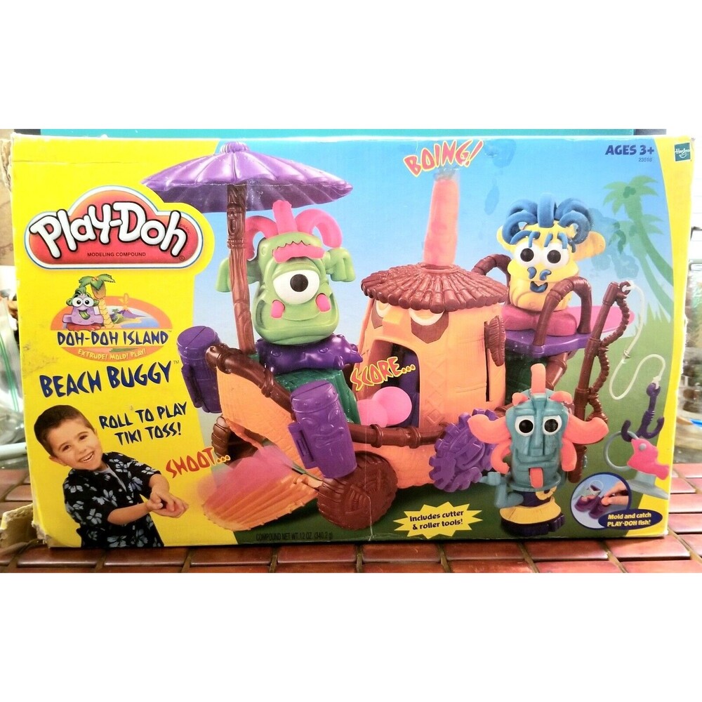 Vintage Tiki Play-Doh Doh-Doh Island Beach Buggy Play Set 90% Complete